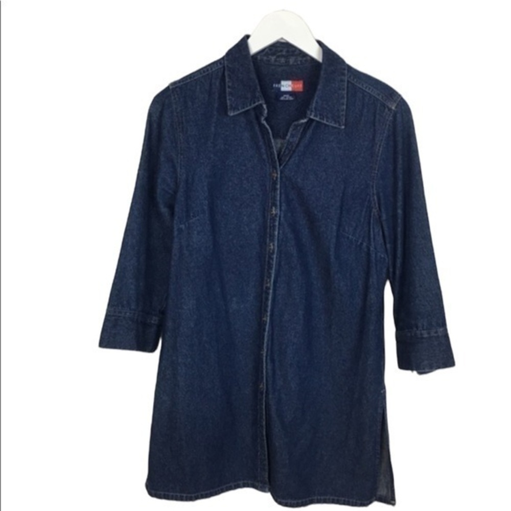 French Cuff Denim Button Down Tunic Size M
